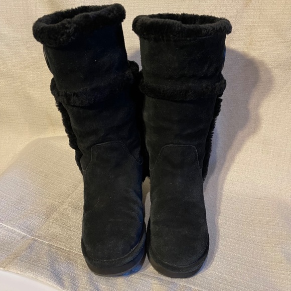 Michael Kors black suede heeled wedge boots - Picture 2 of 6